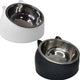 2 pieces - food bowls for cats - Dog food bowl - black, white - 200 ml - Drinking bowl for dogs and cats - Stainless steel - With cat head shape