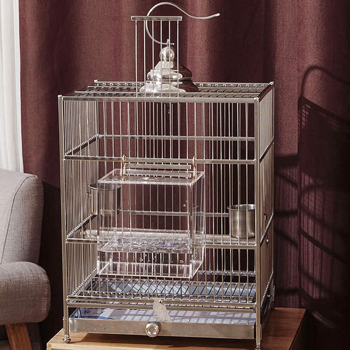 Bird bath - Fauna bath - Bird bath - Hanging bird bath/bowl/house - 13*11*13CM - Transparent - Bird cage bath - Bath bowls - For inseparable parakeets
