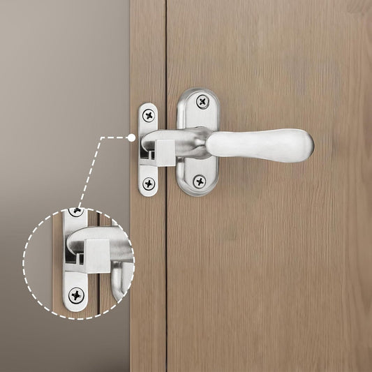 Interior Door Lock - 90 Degree Security Locks - Stainless Steel - Brushed Silver - Door Lock - Door Lock for Revolving Door - Including Screws - For Door, Window or Furniture - 6*6.2*2.6 cm