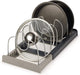 Adjustable Pot Rack - Storage Rack for 7 Pots and Pans - Kitchen Cabinet Organizer Standing - HIP+304 Stainless Steel - Black