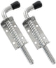 Sliding lock - 2 pieces - Sliding bolt - Gate bolt - Door lock - Bolt - Door bolt - Door lock - Plate bolt - 12.8 cm - No screws - Stainless steel - Silver - For shed gate, garden house door, cupboard