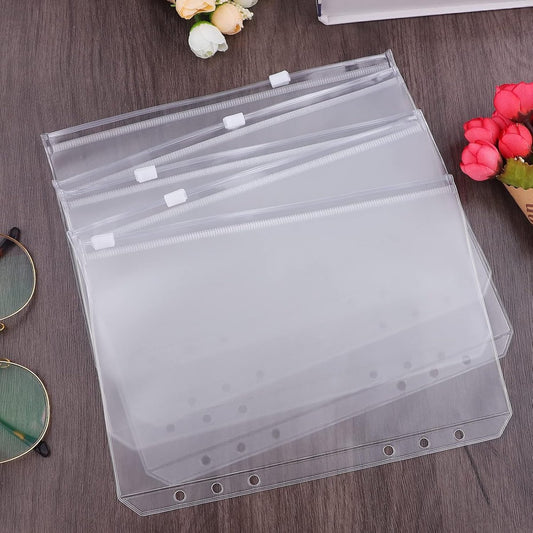 Folder - 18 Pieces - A5 Zip Bags - PVC - Waterproof - Folder Binders for 6-Ring Folders - Folder Binders - Zipper Bags for Documents - A5 Show Bag - Binder Bags - For Storage and Organization at Home, in the Office and at School - 21×15cm - Transparent