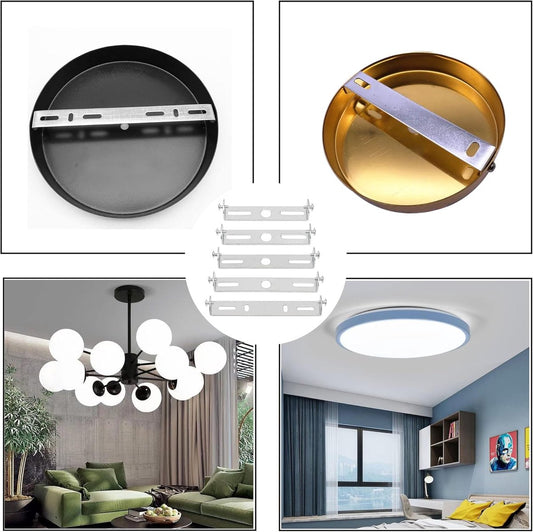 4 pieces - 90mm - Ceiling plate - Bracket - Lighting bracket - Ceiling holder - Hanging lamp bracket - for wall or ceiling - Lamp mounting brackets - with screws - iron - silver