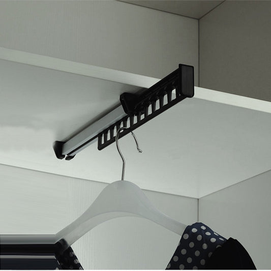 Clothes Hanger - 1 Piece - Hanger - Hanging Hooks - 315mm - Extendable - Pull Out Closet Wardrobe Rail Organizer Metal - For 12 Hangers Pack - Black