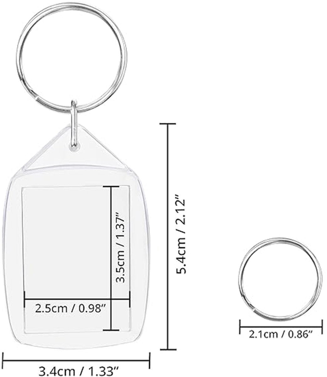 Empty Photo Frame Key Hangers - 37 Pieces - 3.4 x 5.4cm - Transparent Clear Acrylic Key Hangers for Double-Sided Photos - Small Picture Frames for Family, Friends & Hobbies