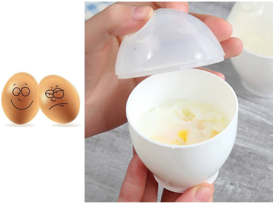 Egg Boiler - 2 Pieces - Microwave Egg Boiler - Egg Boiler - Portable Mini Fast Egg Boiling Cup - For Kitchen Breakfast - White