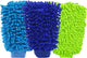 Household Gloves - 3 Pieces - Cleaning Gloves - Car Wash Glove - Double-Sided Microfiber Glove - For Cars and Household Cleaning - 15*23 CM - Dark Blue/Light Green/Blue