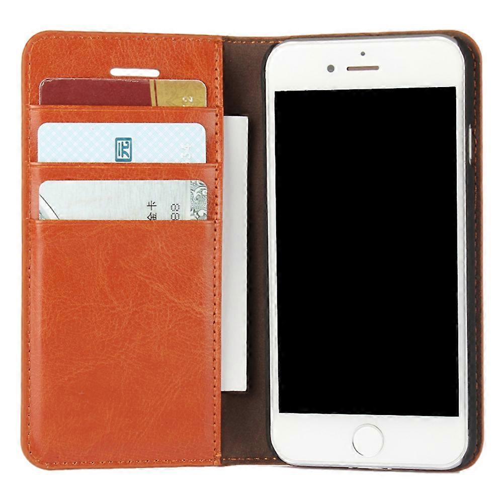 iPhone 4.7 inch Leather Flip Phone Case Compatible with iPhone SE (2020) SE (2022) 8 7 Brown