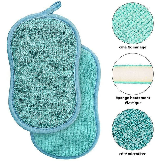 Microfiber Dish Sponges for Non-Stick Pots and Pans, Antibacterial, Reusable and Washable Scouring Pads, 4 Pack