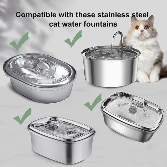 Water Fountain Filter Set of 16 Compatible with Catit Stainless Steel Pet Fountain Includes 8 Replacement Filters and 8 Sponges