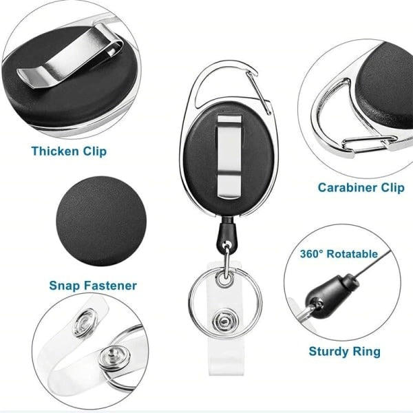 Retractable ID Card Holder Keychain with 3 Slots, Key Ring for Keys, Compatible with Most ID Cards
