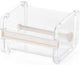 Transparent, visible packaging tape dispenser - holder for cutting tape - organizer, holder for desk and office tape - holder for self-adhesive roll tape dispenser - storage tape, cutting tape - adhesives and fasteners