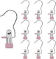 Clothes Pegs - Hangers with Clips - Stainless Steel Trouser Clips with Anti-Slip - Clothes Hooks - Hat Clips - Sock Clips - For Skirts, Trousers & Scarves (Pink, Pack of 10)