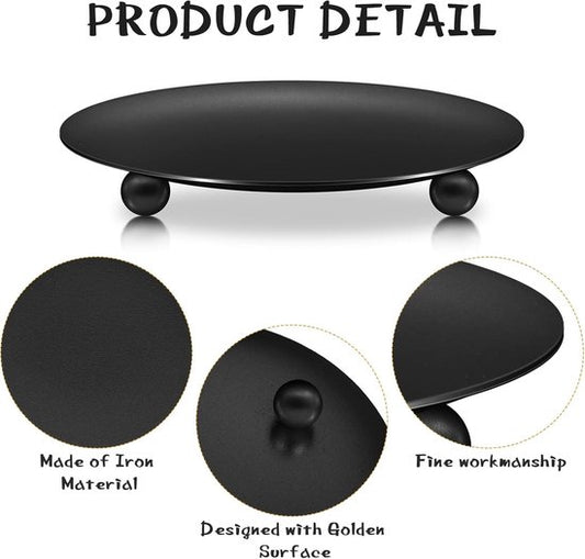 Candle Holders - Metal Pillar Candle Holders - 4.5 Inches - For Pillar Candles - Weddings - Dinner Party Decorations (Black, Pack of 8)