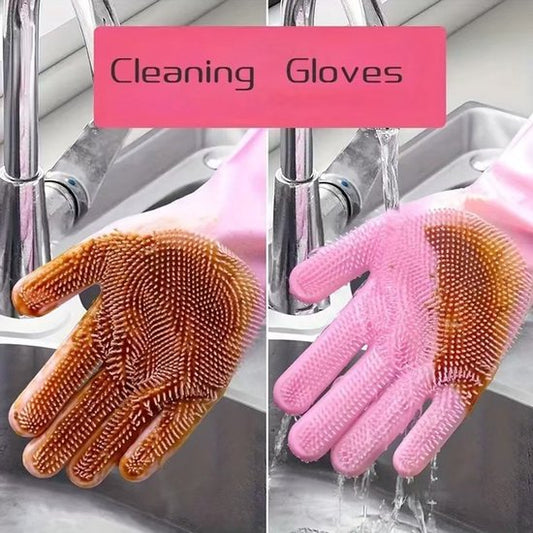 Dishwashing gloves - silicone gloves - gloves - dishwashing - kitchen gloves - rubber dishwashing gloves - dishwashing gloves - frost-resistant gloves - pink