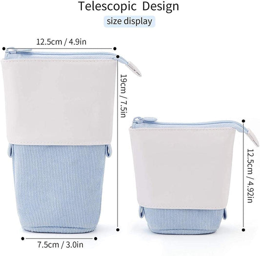 Pencil Case-Telescopic Pen Holder-Large Capacity-Light Blue-1 Piece