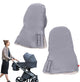 Stroller hand warmer, stroller gloves, hand warmers, Foldable hand warmer for cold weather, Adjustable anti-freeze stroller gloves, 30 x 20 cm, Grey