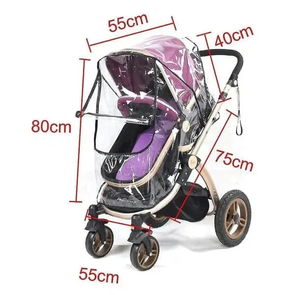 Clear Universal Stroller Rain Cover, EVA Weather Shield with Front Zip and Ventilation for Baby Prams and Strollers