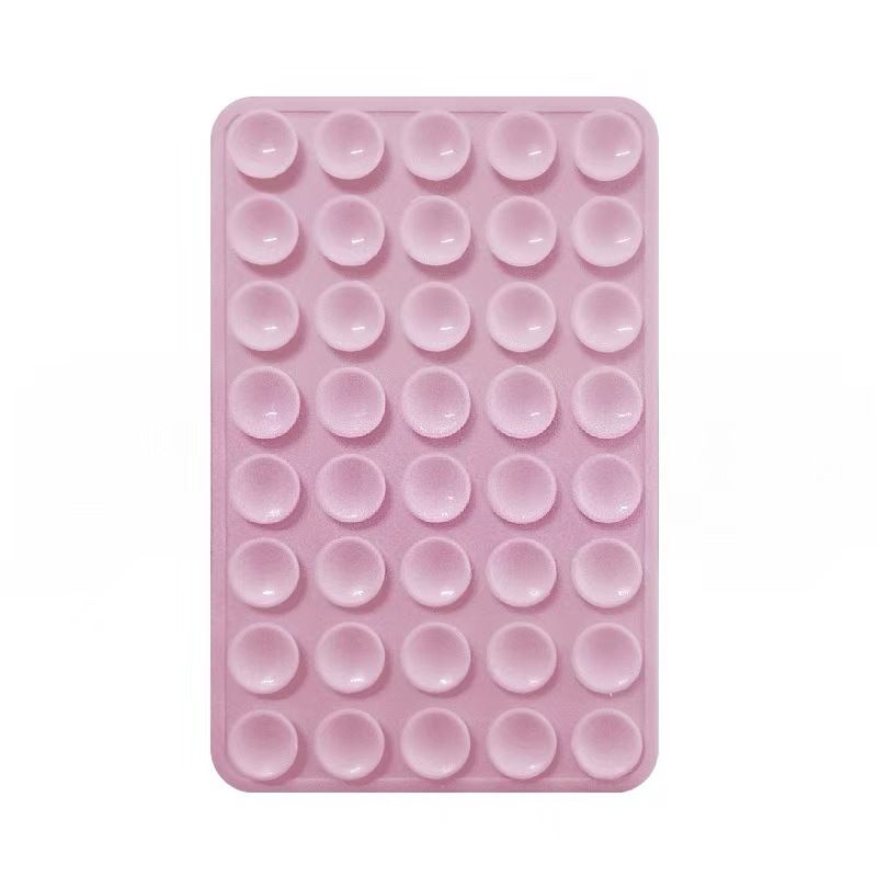 Reusable Silicone Suction Cup Phone Holder Pad for Hands-Free Mounting on Mirrors and Smooth Surfaces, Washable Self-Adhesive, Pink