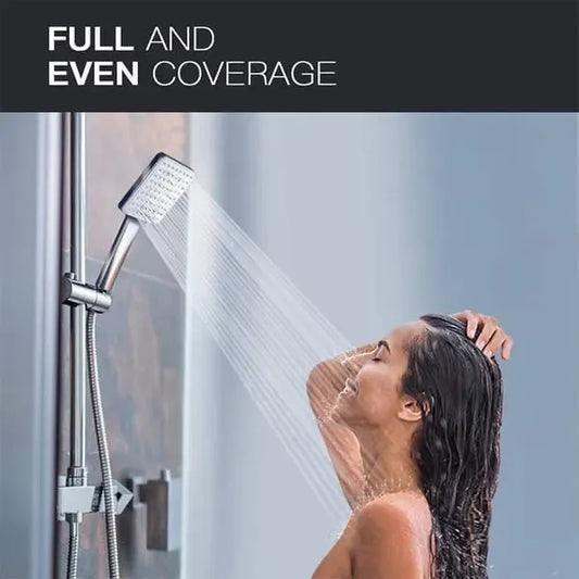 Handheld High Pressure Shower Head with 6 Spray Modes, 1.5m Shower Hose, ABS material, G1/2 Thread, Silver Finish