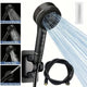 High Pressure Shower Head with 1.5 m Hose and Bracket, Piano Key Spray Control, Durable ABS Plastic, Black Finish