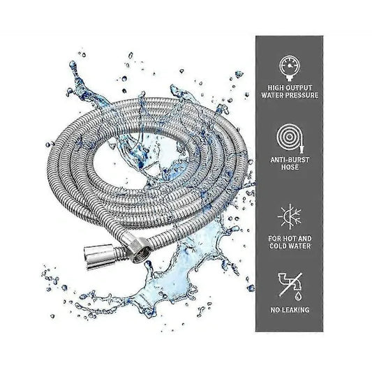 5 m Extra Long Stainless Steel Shower Hose, Solid Brass Connector, Universal Anti-Burst Design, G1/2 Thread, Chrome Finish