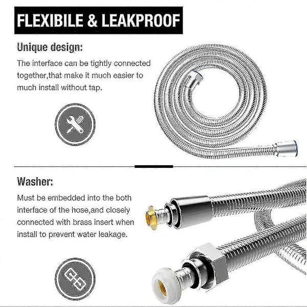 5 m Extra Long Stainless Steel Shower Hose, Solid Brass Connector, Universal Anti-Burst Design, G1/2 Thread, Chrome Finish