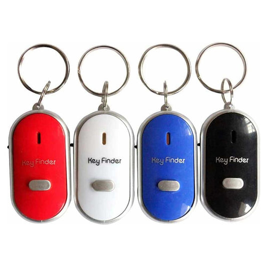 4 Pc Key Finder Locator Anti Lost Keys Keychain Tracker Whistle Sound LED Light