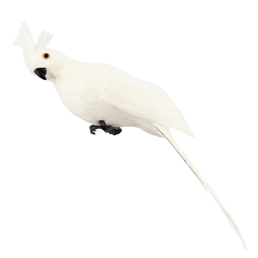 Fake Parrot, 10 x 0.4 Inch Realistic Artificial Birds Model, Fade Birds for Garden Patio Yard Lawns Tropical Tree Wall, Decorative Birds White