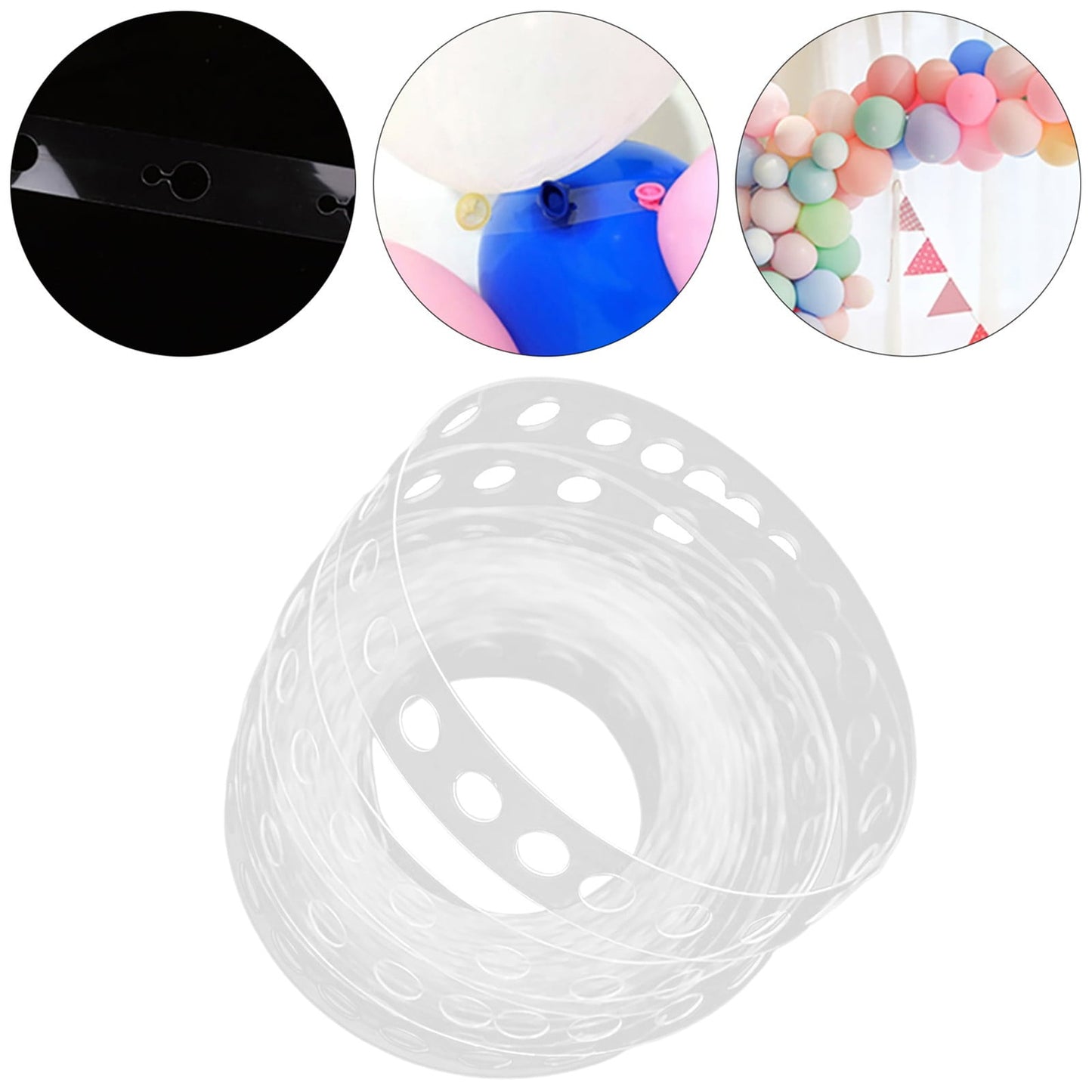 Adhesive Tape Jwdx Handmade Tape 5M Transparent Flexible Plastic Balloon Tape Strips for Birthday 110 Holes Balloon String with Hole Design for Easy Balloon Fixing and Decorations One Size Clear