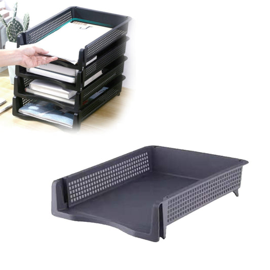JWDX Hot Clearance! File Box Desktop Document Organizer Stackable Laminated Plastic Papers Rack Storage Tray for Home, 1 Stackable File Storage Rack Vertical Model One Size Grey