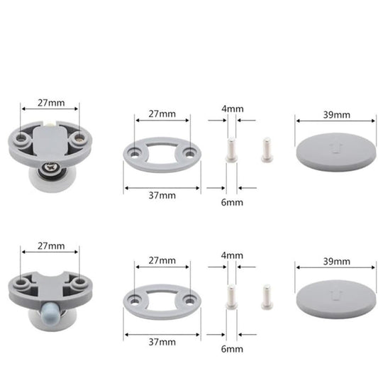 LGCASL Clearance! Shower Door Rollers Shower Door Rollers Bearing Door Roller Plastic Pulley Shower Caster Bathroom Door Hardware(2Pcs Up 2Pcs Down 25mm)- Single wheel diameter 23mm, hole spacing 26mm (2 on top, 2 on the bottom) White