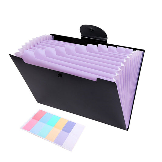LGCASL Accordion File Organizer Expanding File Folder with 12 Pockets Portable Receipt Paper Bill Document Organizer Letter/ Size Filing Folder Schǒ-ǒl Black A