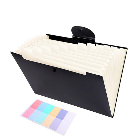 LGCASL Accordion File Organizer Expanding File Folder with 12 Pockets Portable Receipt Paper Bill Document Organizer Letter/ Size Filing Folder Schǒ-ǒl Black C