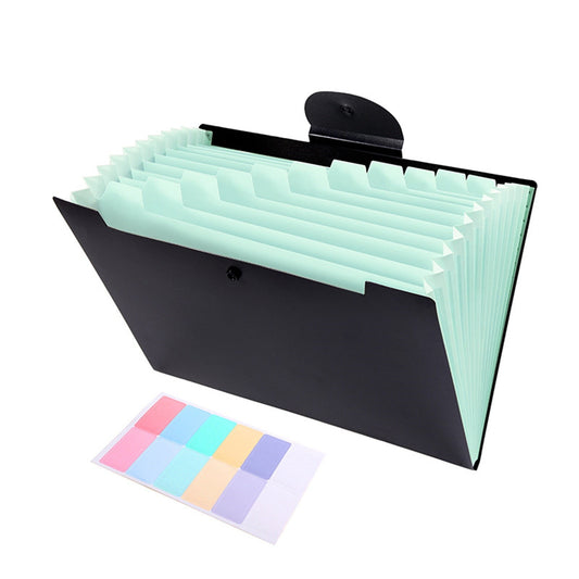 LGCASL Accordion File Organizer Expanding File Folder with 12 Pockets Portable Receipt Paper Bill Document Organizer Letter/ Size Filing Folder Schǒ-ǒl Black H
