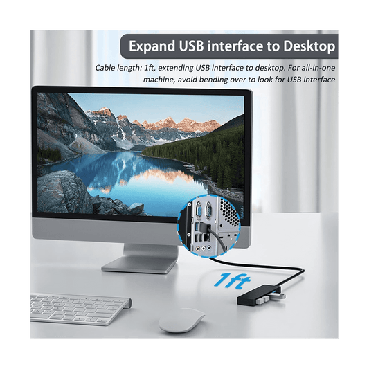 4-Port USB 3.0 Splitter Hub, Plastic Black