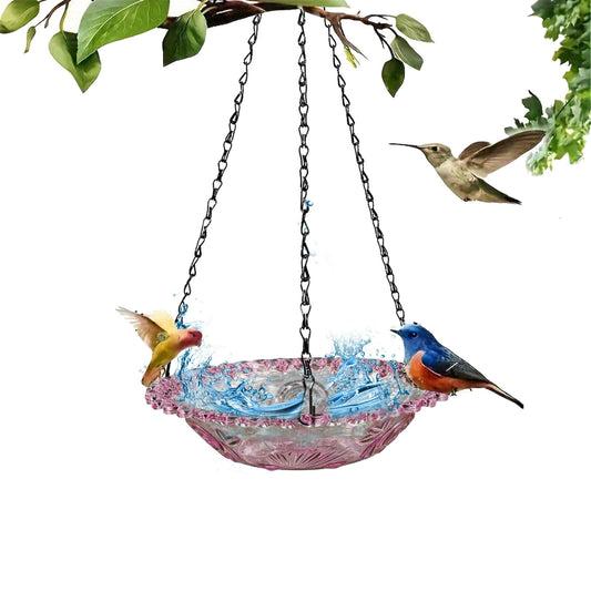 Bird Feeders for Outdoors ! Hanging Bird Bath Plastic Bird Bath Plate Hanging Tray for Outdoors Hanging Bird Water or Bird Seed Hanging Bird Feeder for Outdoors Bird Bath Bowl S4-Purple