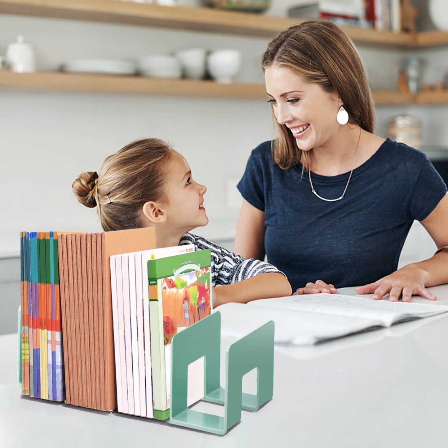 Desktop Acrylic File Organizer,4 Compartment Organizer Shelf Vertical,Book Organizer with 4 Compartments,Desktop Storage with Divider Magazine Holder for Book Paper Notebook Storage green