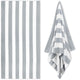 Large Oversized Beach Towel - Big Size Cotton 35 x 70 Inch Striped Pool Towel, Large Cabana Soft Swimming Towel for Adult Men Women, (Light Blue) 35" x 70" Grey