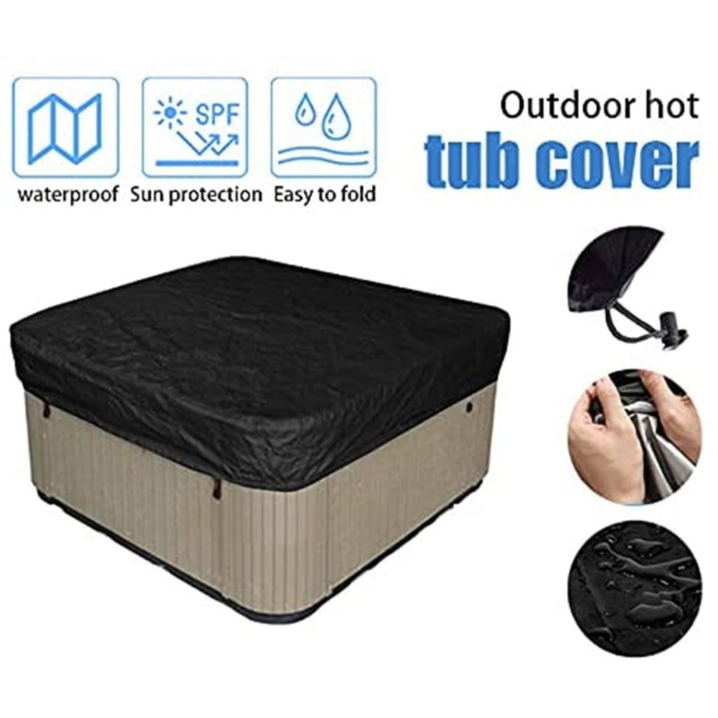 Square Hot Tub Cover - Outdoor Heavy Duty Protector for Patio Spas and Swimming Pools | Hard Covers For Hot Tub Waterproof Dust Cover for Hot Tubs, Jacuzzis, and Outdoor(Black -89.76x11.81") Beige-86.61x11.81"