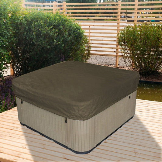 Square Hot Tub Cover - Outdoor Heavy Duty Protector for Patio Spas and Swimming Pools | Hard Covers For Hot Tub Waterproof Dust Cover for Hot Tubs, Jacuzzis, and Outdoor(Black -89.76x11.81") Brown
