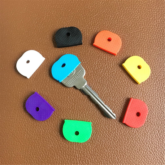 32 Pack Key Color Caps Covers Tags, Soft Rubber Key Identifiers, Plastic Key Toppers for Standard Flat Organization House Key (Not Suitable for Odd-Shaped Keys), 8Colors(32 Pack) 32 Pack