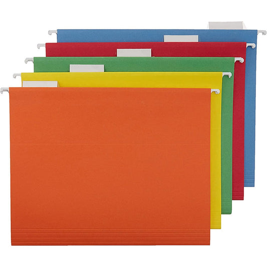 Hanging File Folders, Letter Size with 1/5-Cut Adjustable Tabs, 5 Colors - File Folder Organizer for Filing Cabinet Office Home, Designed for Bulky Files, Medical Charts(Yellow) Yellow