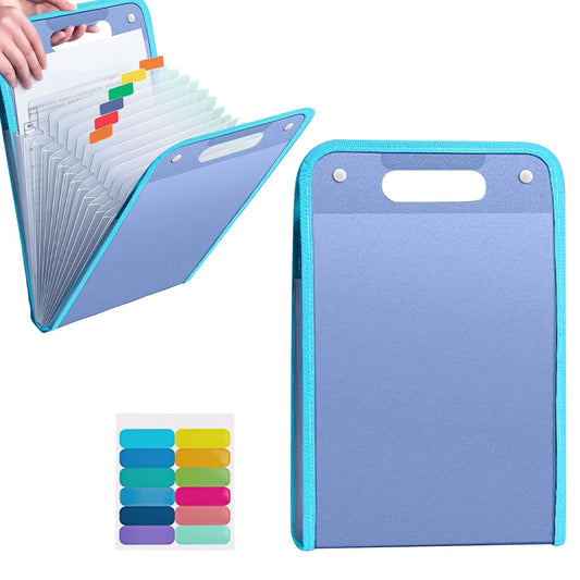 Important Document Storage, 13 Pockets Expanding File Folder with Colored Tabs, File Organizer with Expandable Cover, Expandable Accordian Filing Folder Letter A4 Size, 4 colours(A) A
