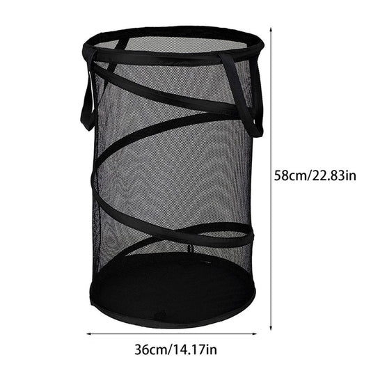 Large Collapsible Laundry Basket, Heavy Duty Foldable Mesh Pop Up Hamper with Handles for Laundry Room, Bathroom, WashRoom, College Dorm, Travel, Storage Organizer, 14.17x22.83 14.17" x 22.83" White