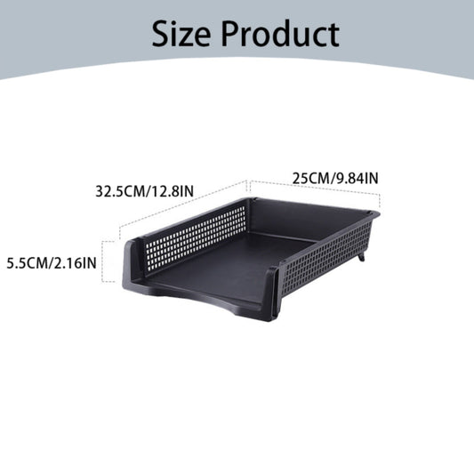 Stackable Paper Trays, Heavy Duty Rectangular Plastic Desk Holder Desktop Document File Organizer Storage Letter for Office Classroom (Clear) 12.8x9.84x2.16 12.8" x 9.84" x 2.16" Clear