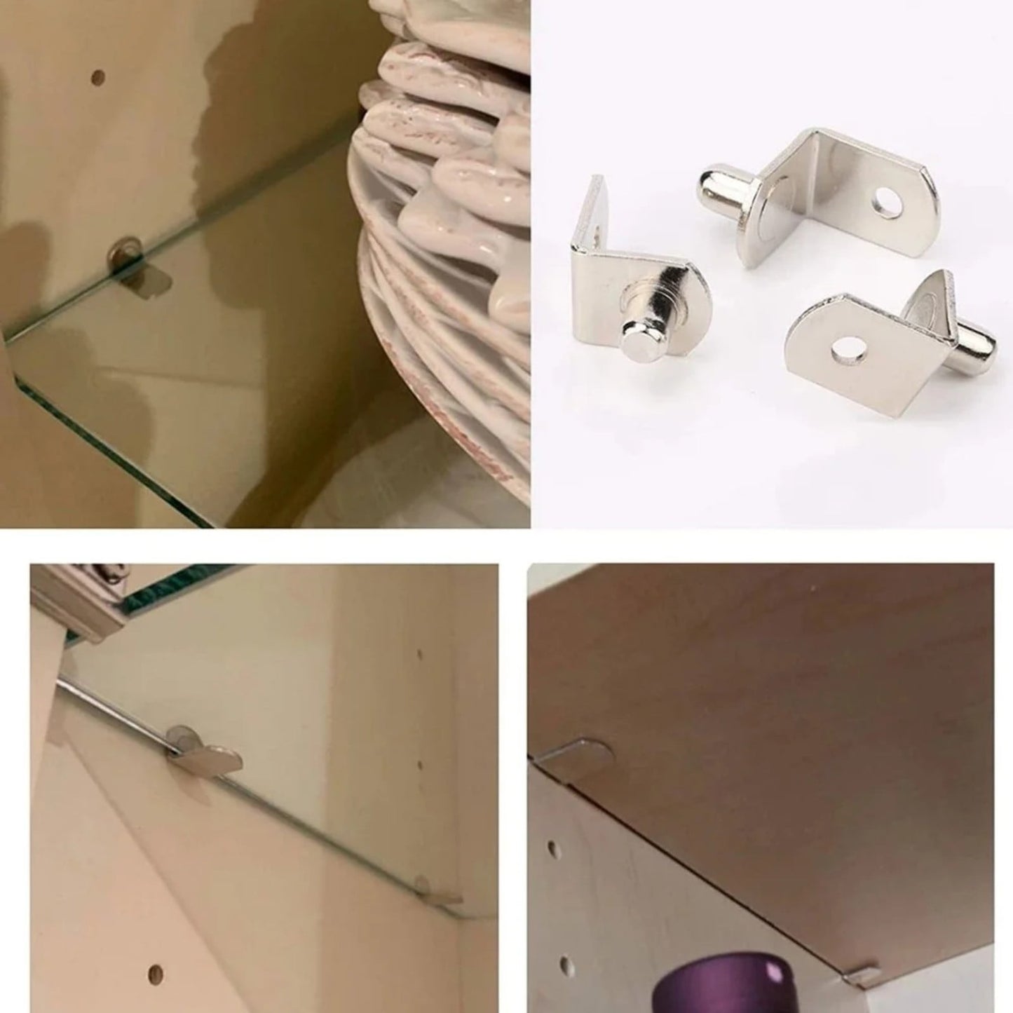 20 Pcs Shelf Support Peg,L Shaped Metal Shelf Peg With Hole,6 Mm Cabinet Shelf Bracket Peg,L-Shaped Plated Shelf Pins Holders for Bookcase Kitchen Closet Shelf Shelves Furniture Cabinet 20PCS