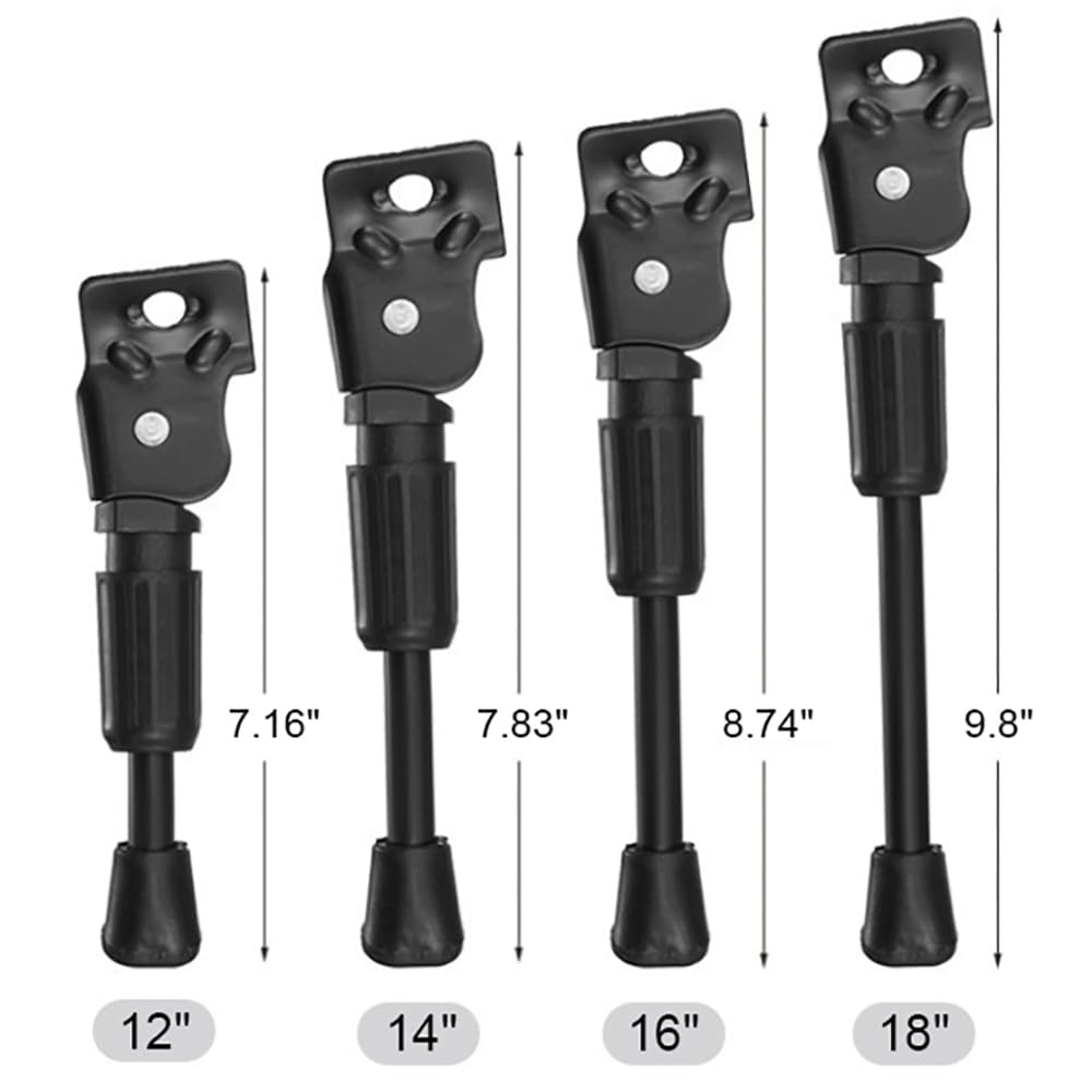 Universal Bicycle Stand - Side Stand - Adjustable - MTB - City Bike - Granny Bike - E-Bike - Racing Bike - Bicycle Accessories - Single Stand - Bicycle Support - 12 Inch - Black - 1 Piece