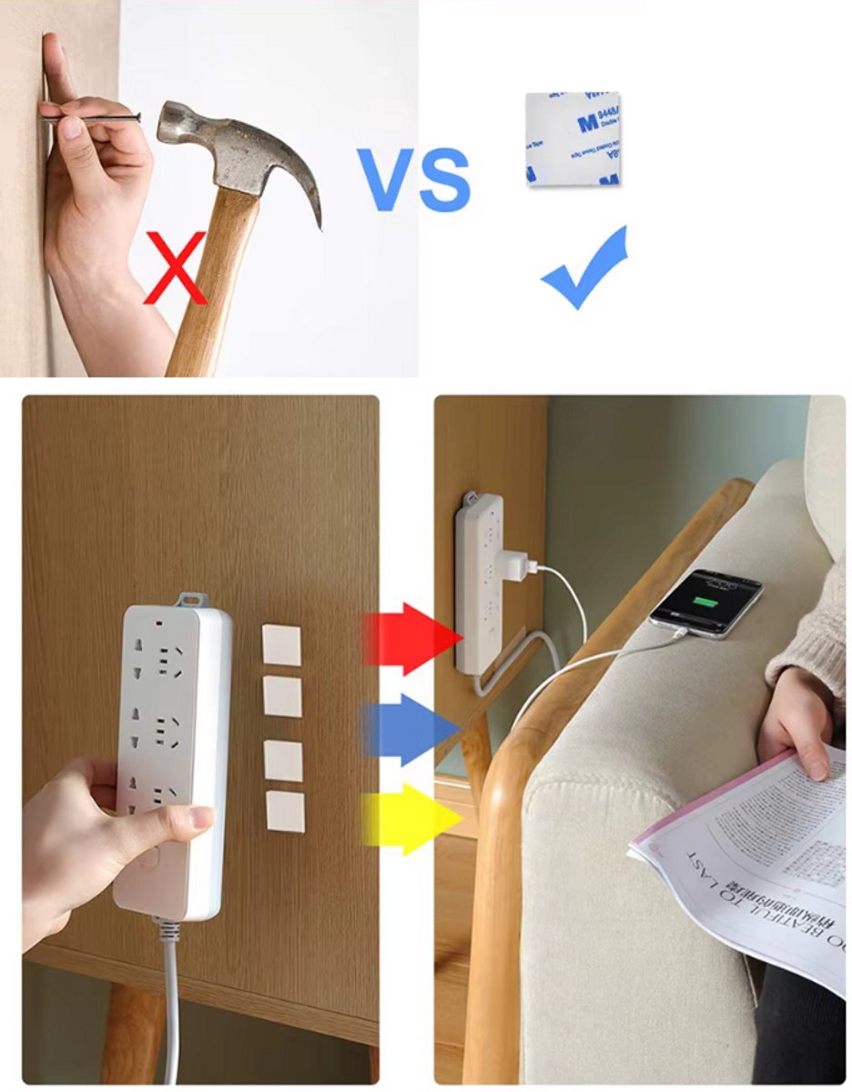 5x Double-Sided Tape | Self-Adhesive Stickers | 50 x 50 mm | White