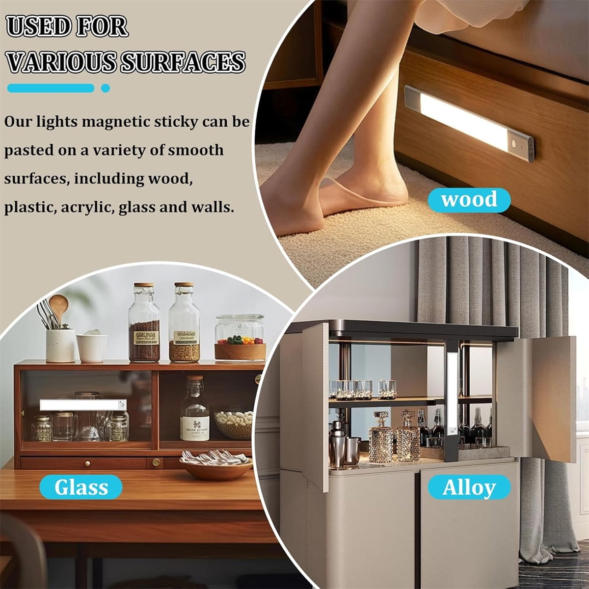 Under Cabinet Lights Magnetic Stickys,Tutuviw 12 Pcs Replacement Magnetic Strips with Adhesive Backing for Cabinet Lighting,Iron Sheet Sticky Adhesive Metal Plates for Magnetic Mounts